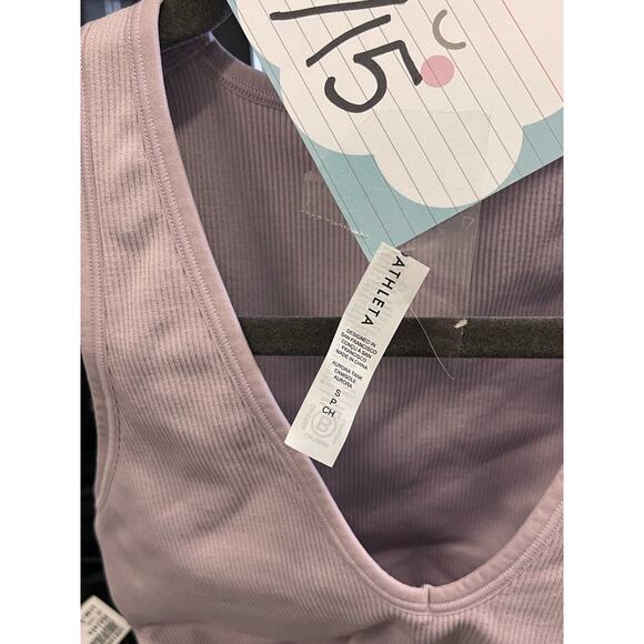 Athleta Aurora Tank Women's Small Crop Purple Ribbed - Picture 2 of 4
